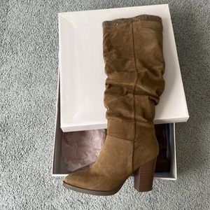 Brown tall heeled boots
